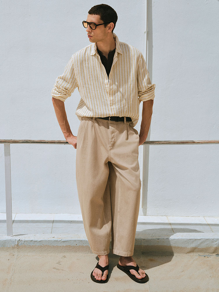 ニットリネンヘンリーネックTシャツ